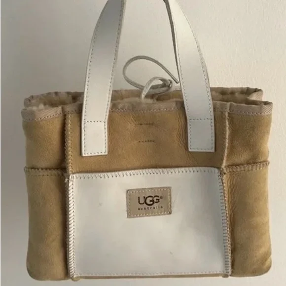 UGG Tan and Cream/White Women's Shearling-Sheepskin Mini Bag - Picture 2 of 16